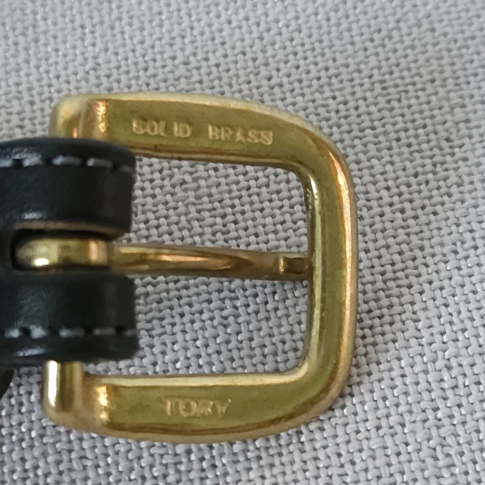 Tory Leather Co. Womens Black English Bridle Leather Belt 28‎ Solid Brass Buckle